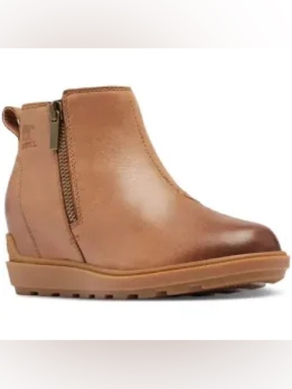 Sorel Evie ll Zip Women's Tan Brown Leather Ankle Booties
